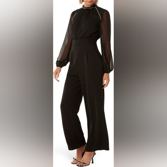 Ever New [4] Diamante Embellished Long Sleeve Jumpsuit - Picture 1 of 5